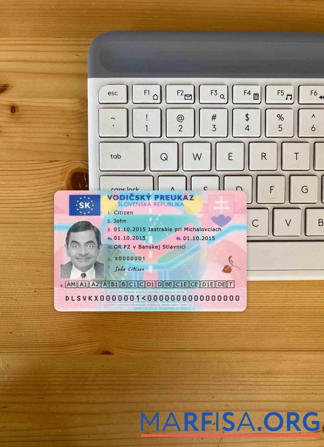 Realistic Slovakia driving license photolook real example